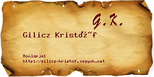 Gilicz Kristóf névjegykártya